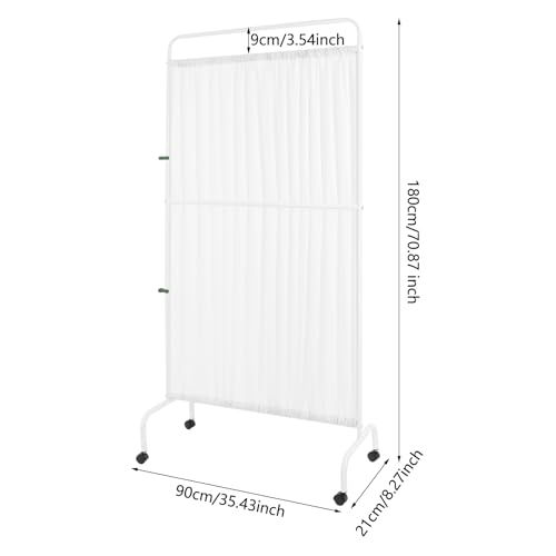 Portable Room Divider, 70.9" H Medical Privacy Screen with Lockable Casters Folding Partition Screen with Oxford Cloth for Hospitals Beauty Salons Nursing Homes 35.4" Wx70.9 H (White) LOONGWEIA