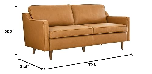 Modway Impart Upholstered Genuine Leather Sofa in Tan Modway