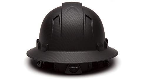Pyramex Ridgeline Full Brim Hard Hat 4 Point Ratchet Vented Matte Black Graphite Pattern Ridgeline