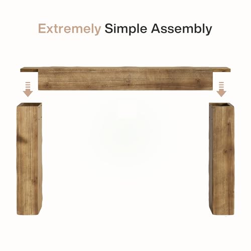 Tribesigns 63-Inch Solid Wood Console Sofa Table, Farmhouse Long Entryway Table Behind Couch for Living Room, Entrance, Hallway, Foyer, Easy Assembly (Light Brown) Tribesigns