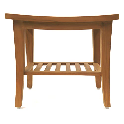 Redmon Premium Grade Teak Spa or Vanity Seat Bench, Large, Natural Redmon