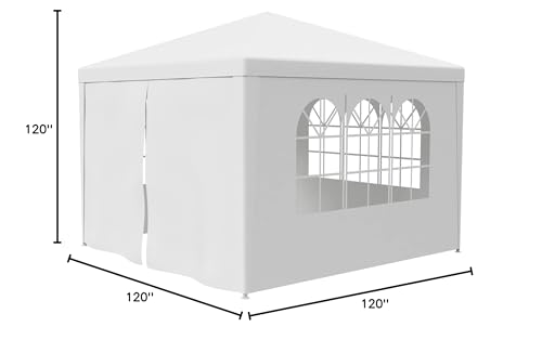 HomGarden 10'x10' Outdoor Canopy Tent Patio Camping Gazebo Storage Shelter Pavilion Cater Party Wedding BBQ Events Tent w/Removable Sidewalls HomGarden