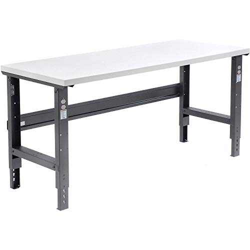 Global Industrial Adjustable Height Workbench C-Channel Leg, 72" W x 30" D, 1-5/8" Plastic Laminate Square Edge, Black Global Industrial