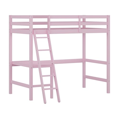 Hillsdale Caspian Wood Twin Loft Bed, Pink Hillsdale