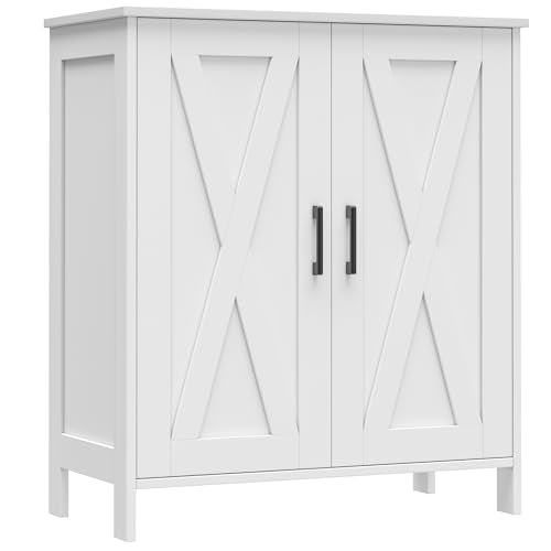 Homleke Farmhouse Shoe Cabinet with 2 Barn Doors & Wood Legs, 5-Tier Shoe Storage Cabinet with 3 Adjustable Shelves, Tall Shoe Rack Organizer for Closet, Shoe Organizer for Entryway, Hallway, White Homleke