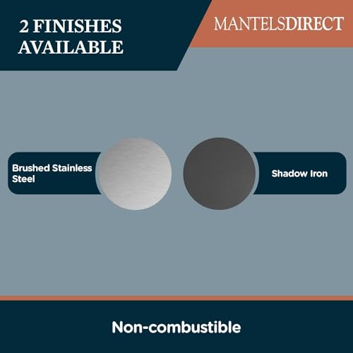 MANTELSDIRECT Titus 52 Inch Metal Stainless Steel Non-Combustible Fireplace Mantel Shelf - Shadow Iron Beautiful Modern Shelf Perfect for Electric Fireplaces and More! MANTELSDIRECT