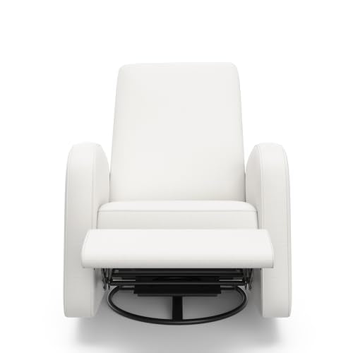 Storkcraft Santa Monica Power Recliner Swivel Glider (Ivory Basketweave) – Effortless Electronic Power Recline, USB-A & USB-C Charger Storkcraft