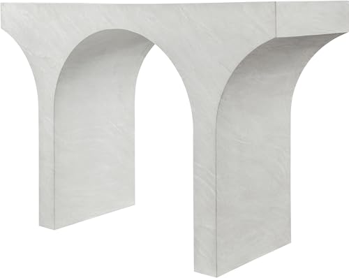 Meridian Furniture 99073White-T Pomezia Collection Art Deco Wood Frame Console Table in White Marble Finish, 45.5" W x 16" D x 31.5" H, White Meridian Furniture