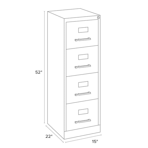 Pemberly Row 4 Drawers 52" Vertical Black Metal Filing Cabinet Lockable Pre-Assembled Stationary Letter Size for Home, Office Pemberly Row