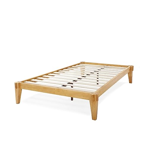 Bme Chalipa 14” Minimalist Solid Wood Platform Bed Frame with Natural Finish Bme