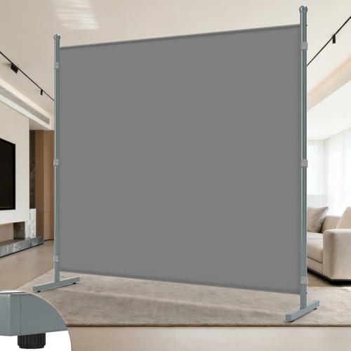 AKTOP Room Divider, Freestanding Single Panel Privacy Screen, Portable Temporary Wall Dividers for Room Separation, Large Room Partitions and Separators for Home, Office, Dorm, 71''W x 71''H, Grey AKTOP