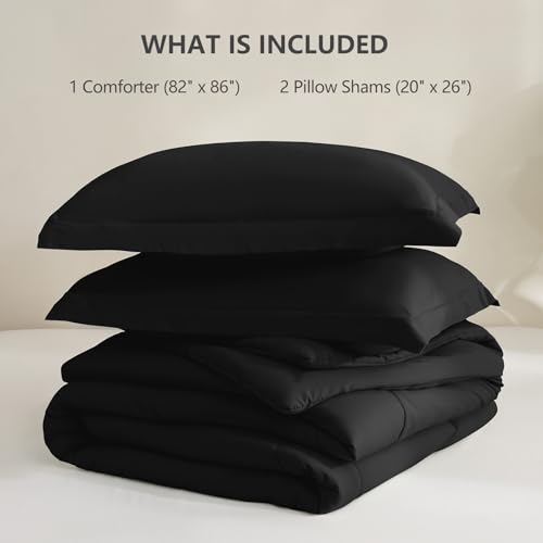 CozyLux Full Size Comforter Sets - Black Comforter Full Size, 3 Pieces Box Stitched Bed Set for All Seasons, Soft Lightweight Bedding Sets with 1 Down Alternative Comforter and 2 Pillow Shams CozyLux
