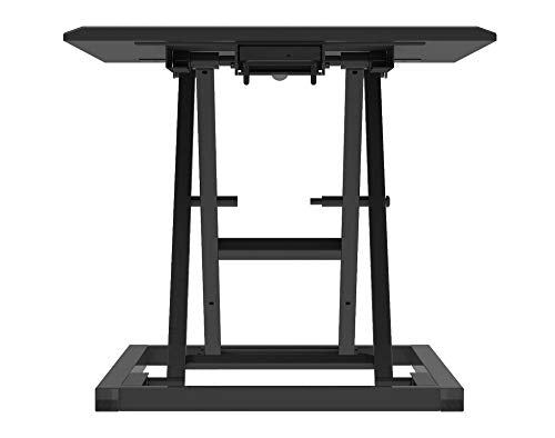 Luxor Height Adjustable Portable Pneumatic Standing Desk Converter, Stand Up Desk Riser, Tabletop Computer Workstation - Black Luxor