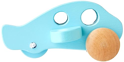 Hape Little Plane Kid's Wooden Toy Vehicle ,L: 4.9, W: 2.6, H: 3.8 inch, Blue and Beige Hape
