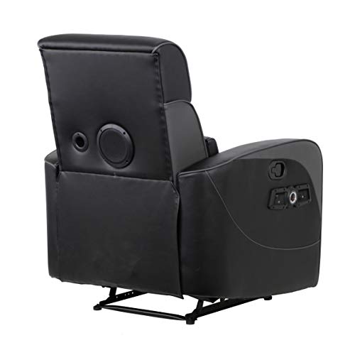 X Rocker Gamma Recliner Gaming Chair, 2.1 Bluetooth Audio System, Headrest Mounted Speakers, Built-in Footrest and Cupholder, 718001, 34.84" x 39.37" x 30.31", Black X Rocker