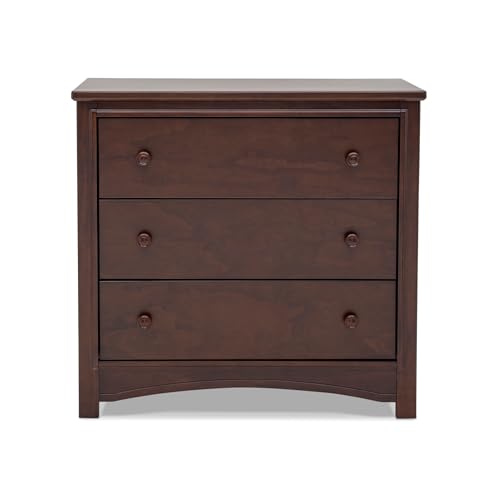 Delta Children Perry 3 Drawer Dresser with Changing Top and Interlocking Drawers, Walnut Espresso Delta Children