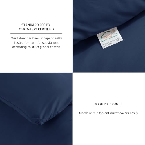 CozyLux Navy Blue Queen Comforter Set, 3 Pieces Solid Breathable Quilted Style Bedding Sets, Luxury Fluffy Soft Bed Set with Down Alternative Comforter for All Season (1 Comforter & 2 Pillowcases) CozyLux