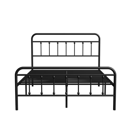 Novilla Metal Bed Frame Queen Size - Modern Minimalist Victorian Style with Headboard/Footboard, Heavy-Duty Steel Slats/Underbed Storage/No Box Spring Needed/Easy Assembly/Noise Free/Black Novilla