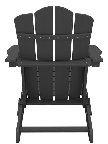 KINGYES Folding Adirondack Chair For Relaxing, HDPE All-Weather Folding Adirondack Chair, Stackable, Arm Rest, Ergonomic, Grey KINGYES