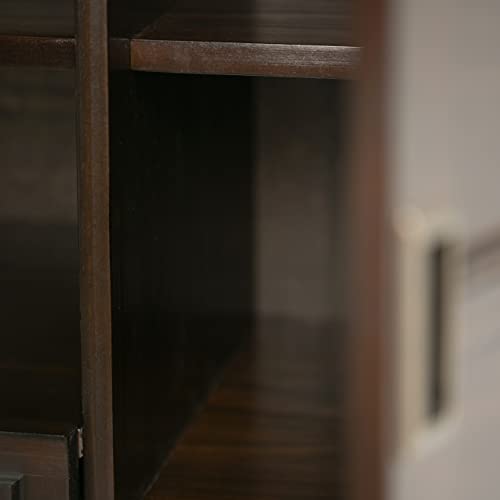 SIMPLIHOME Burlington SOLID WOOD Universal TV Media Stand, 54 inch Wide, Traditional, Living Room Entertainment Center with Storage, for Flat Screen TVs up to 60 inches in Mahogany Brown SIMPLIHOME