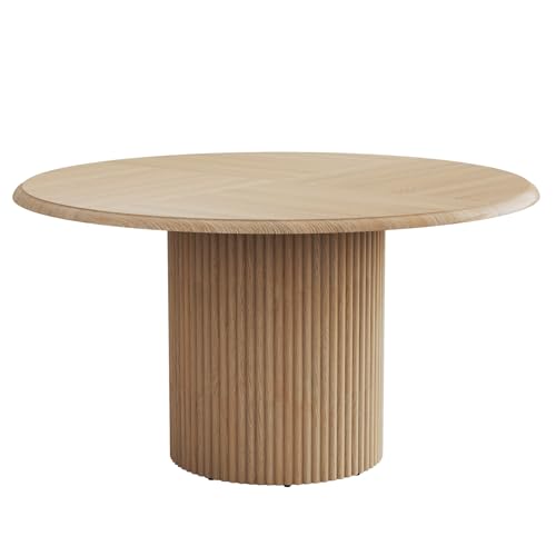 Tribesigns 47" Round Dining Table for 4, Farmhouse Kitchen Table with Metal Base, Modern Small Dinner Table for Dining Room,Kitchen (Chairs Not Included) Tribesigns