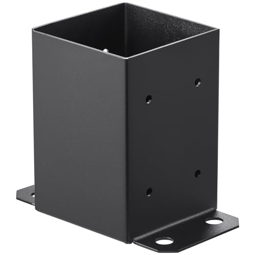 VEVOR 4x4 Post Base 10 Pcs, Inner Size 3.6"x3.6" Post Base Brackets, Heavy Duty Powder-Coated Post Anchor Matte Black Wood Post Brackets for Pavilion Deck Railing Support Deck Base Plate VEVOR