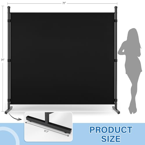 AKTOP Room Divider, Freestanding Single Panel Privacy Screen, Portable Temporary Wall Dividers for Room Separation, Large Room Partitions and Separators for Home, Office, Dorm, 71''W x 71''H, Black AKTOP