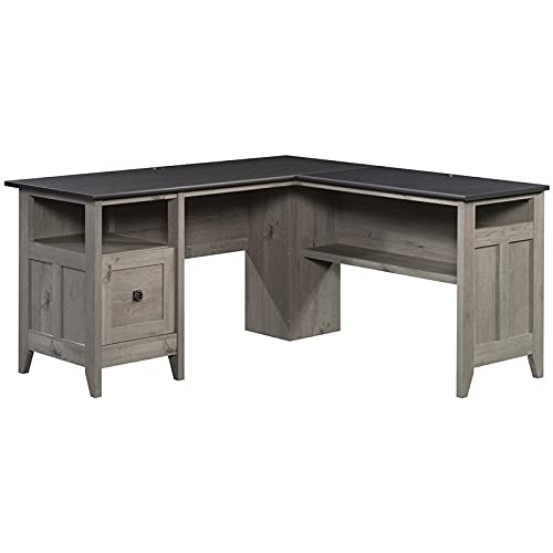 Sauder August Hill L-Shaped Home Office Desk, L: 59.06" x W: 58.74" x H: 29.25", Mystic Oak finish Sauder