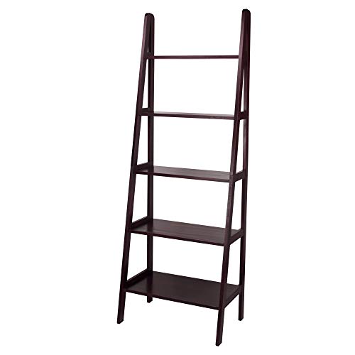 Espresso 5-Shelf Ladder Bookcase - 72-Inch Stylish Storage Solution Casual Home