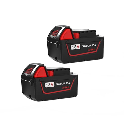 2Pack 5.0Ah 18V Lithium-ion Battery Replacement for Milwaukee M18 Battery, Replacement for Milwaukee M18 Cordless Power Tools 18V Batteries 48-11-1850 48-11-1840 48-11-1812 and 18 Volt Charger Volvmakz