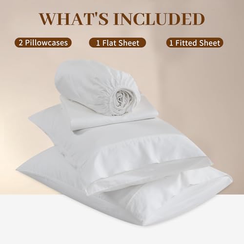 Bedlifes Deep Pocket Sheets 18-24 Inch, King Size Egyptian Cotton 1000 Thread Count, 4-Piece - Fits Extra Thick Mattresses, Cooling & Breathable (White) Bedlifes