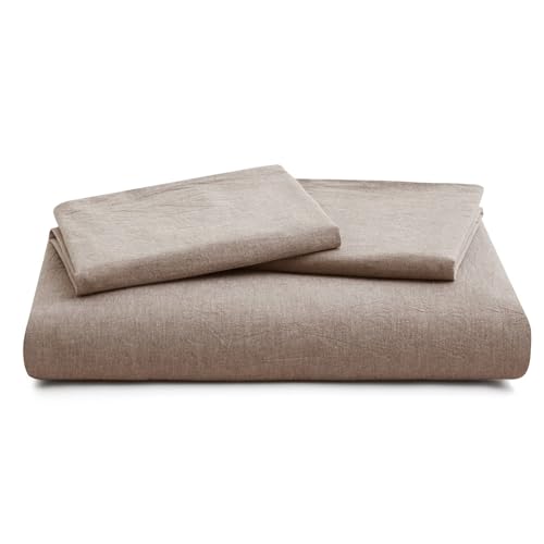 100% Cotton Duvet Cover Full Size, Mauve Brown Linen-Like Natural Bedding Set with Zipper Closure (No Comforter), Full Size, Duvet Cover (80"x90") x 1, Pillowsham(20"x26") x 2 LOVQUE
