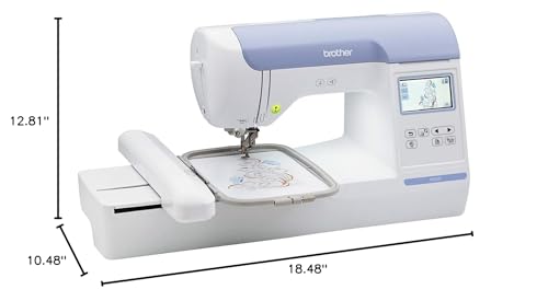 Brother PE800 Embroidery Machine, 138 Built-in Designs, 5" x 7" Hoop Area, Large 3.2" LCD Touchscreen, USB Port, 11 Font Styles Brother