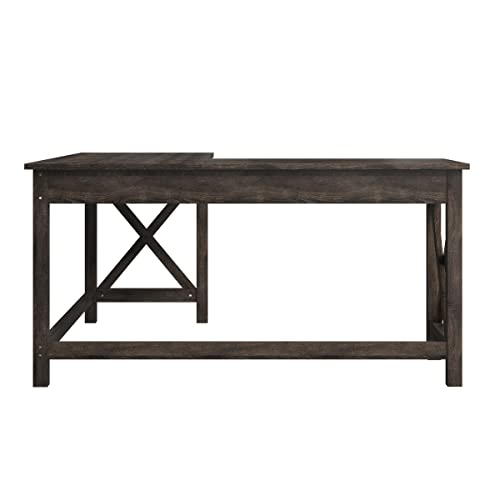Lavish Home L-Shaped Computer Desk with X-Pattern Legs for Home Office, or Craft Table, 59", Dark Gray Lavish Home