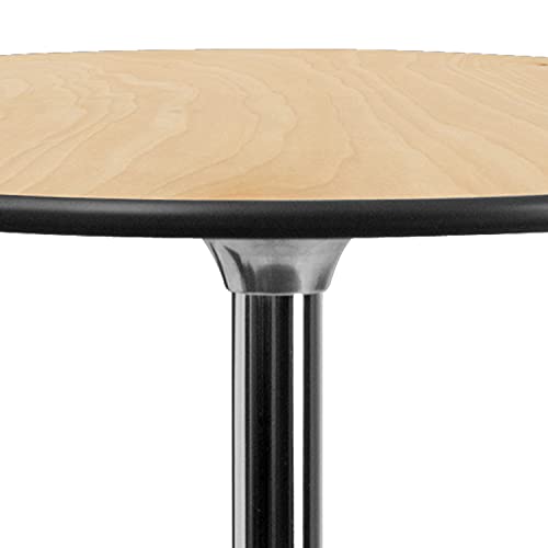 Flash Furniture Round Wood Cocktail Tables with 2 Columns, Set of 4, Natural Flash Furniture