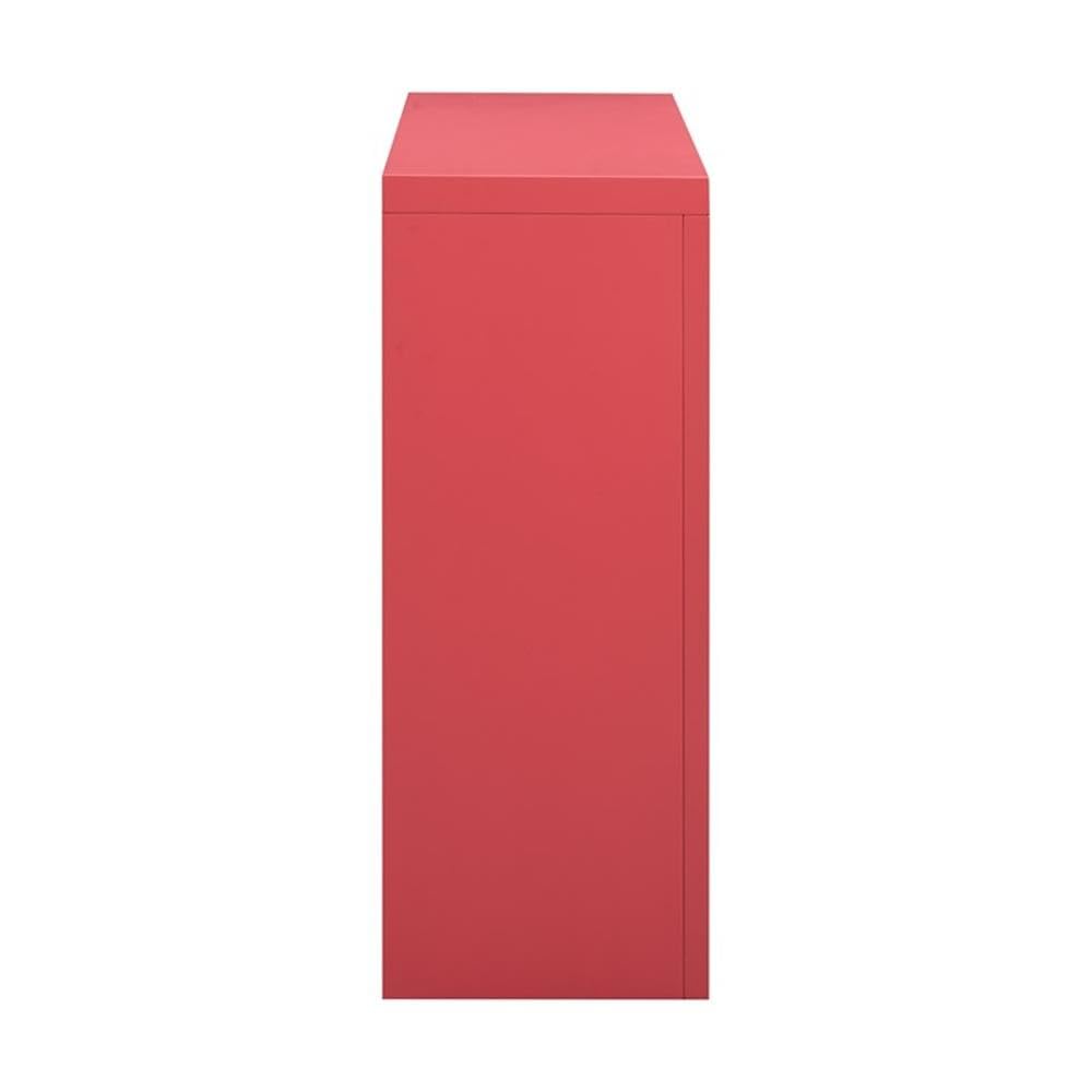 Pemberly Row Modern/Contemporary Coral Pink & Rattan Console Table Pemberly Row