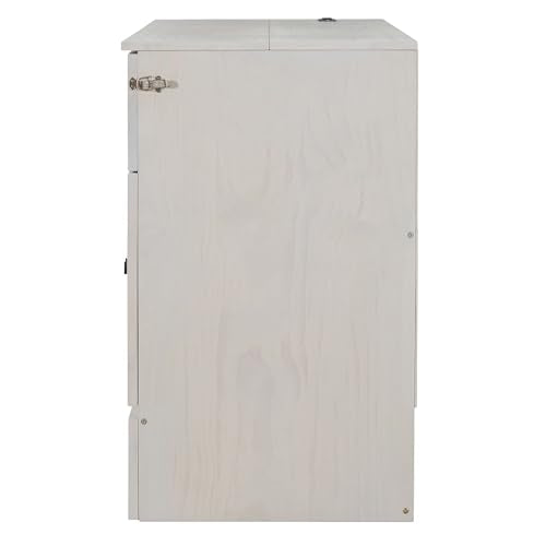 YOPTO Full Size Murphy Bed Chest,Folding Storage Wall Bed with Large Drawers,USB Ports & 2 Three-Prong Outlets,Hidden Cabinet Platform Bed W/Wood Slats Support,for Bedroom,Guest Room,Brushed White YOPTO