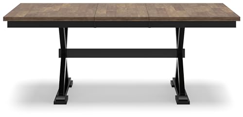 Signature Design by Ashley Wildenauer Dining Extension Table, 78" W x 40" D x 30" H, Black & Dark Brown Signature Design by Ashley