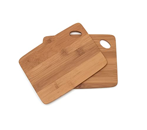 Lipper International Bamboo Wood Thin Kitchen Cutting Boards with Oval Hole in Corner, Set of 2 Boards, 6" x 8" x 0.25" Lipper International