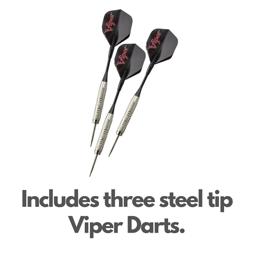Viper League Pro Regulation Bristle Steel Tip Dartboard Starter Set with Staple-Free Bullseye, Radial Spider Wire, High-Grade Sisal with Rotating Number Ring, Chalk Cricket Scoreboard, Steel Tip Darts Viper