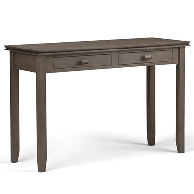 SIMPLIHOME Artisan SOLID WOOD 46 inch Wide Console Sofa Entryway Table in Farmhouse Grey with Storage, 2 Drawers, for the Living Room, Entryway and
