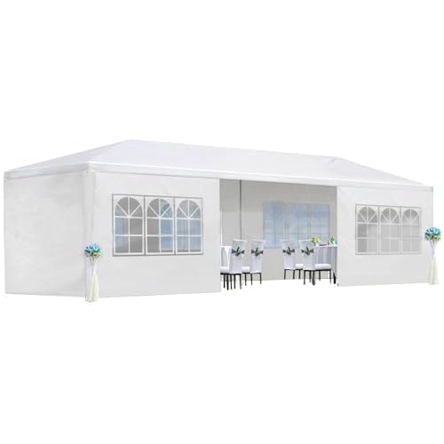 10X30 FT Pop Up Canopy Tent, Outdoor Event Gazebo with 8 Removable Sidewalls, Wind-Resistant Frame & Easy Setup for Receptions, Party, Wedding, Corporate Events, White CuisinSmart