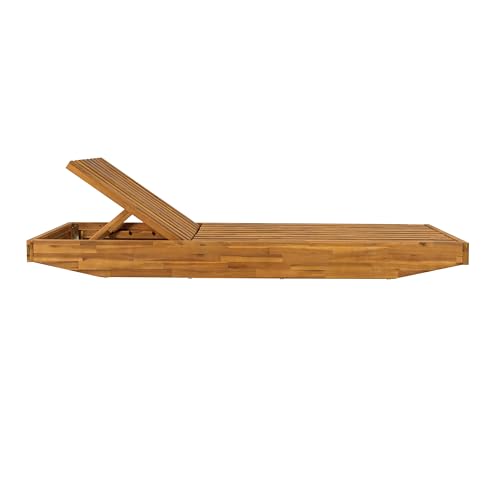 Christopher Knight Home Maril Acacia Wood Chaise Lounge Chair Outdoor, Adjustable Backrest Sun Lounger Recliner, Wooden Patio Sun Bathing Lounge Chair, Teak