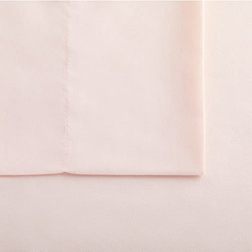 Serta Simply Clean Super Soft Hypoallergenic Stain Resistant Deep Pocket 3 Pieces Solid Bed Sheet Set, Twin XL, Blush Pink Serta