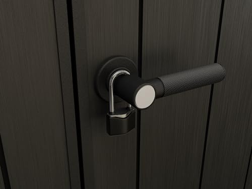 Keter Artisan 11x7 Modern Resin Outdoor Storage Shed Kit-Perfect to Store Patio Furniture, Garden Tools Bike Accessories, Beach Chairs and Lawn Mower, Grey & Black Keter