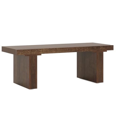 Tribesigns Rectangle Coffee Table: 47.24-Inch Wood Modern Coffee Table Cocktail Table for Living Room, Farmhouse Coffee Table Center Table Tea Table with Slat Tabletop, Rustic Brown Tribesigns