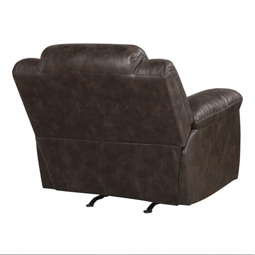 Lexicon Rocker Recliner Chair for Living Room, Wall Hugger Manual Recliner Chairs, Textured Microfiber Upholstered Rocking Reclining Chair, Home Theater Seating, Required Assembly, Dark Brown Lexicon