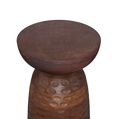 SIMPLIHOME Boyd SOLID MANGO WOOD 13 inch Wide Round Contemporary Wooden Accent Table in Warm Dark Brown, Fully Assembled, for the Living Room and SIMPLIHOME