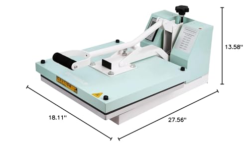 BetterSub 15‘’x15‘’ Industrial Heat Press Machine for T-Shirts, Sublimation, Transfers – Digital LCD Control, Teflon Surface, Clamshell Design, Safe & Durable (Teal) BetterSub