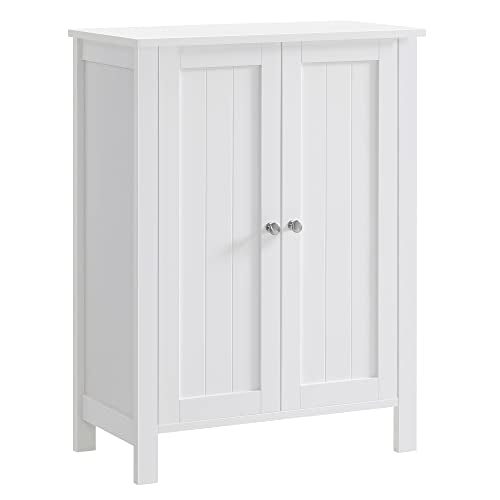 VASAGLE White Bathroom Floor Storage Cabinet with 2 Adjustable Shelves VASAGLE